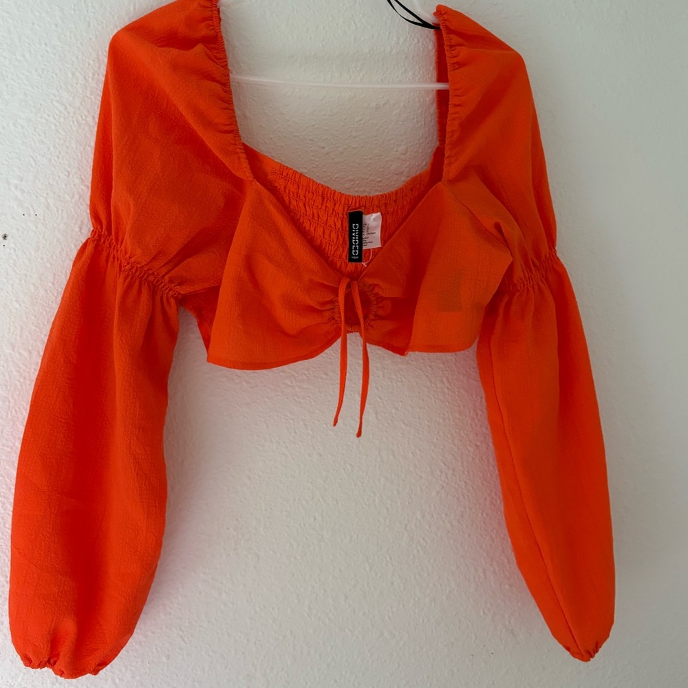 Bright Orange Tie-Front Crop Top